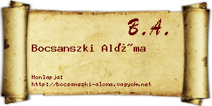 Bocsanszki Alóma névjegykártya